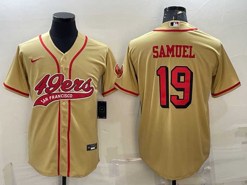 Men%27s San Francisco 49ers #19 Deebo Samuel Gold Color Rush With Patch Cool Base Stitched Baseball Jersey->san francisco 49ers->NFL Jersey